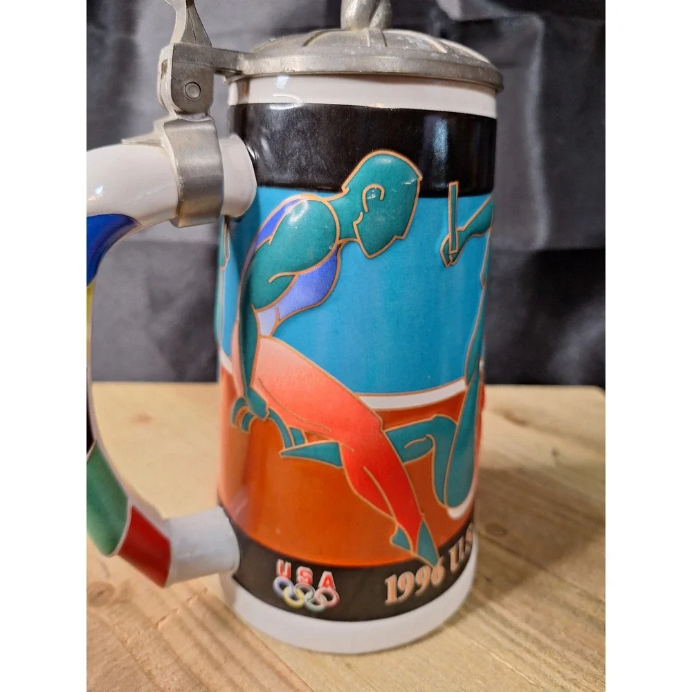 Budweiser 1996 Atlanta Olympic Team Gymnastics Beer Stein Ceramarte USA 03826
